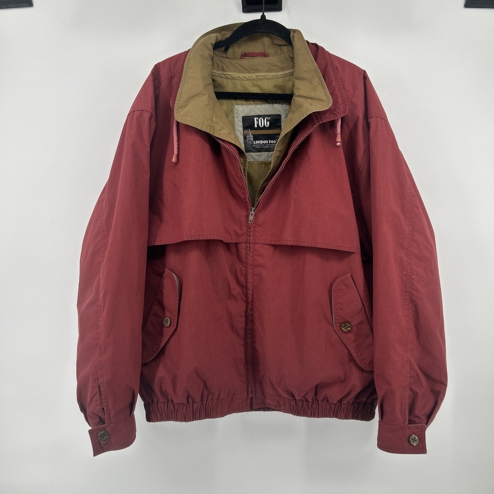 Vintage London Fog Burgundy Bomber Jacket Thinsulate Insulation Men's Size Large
